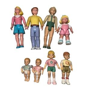 Vintage Fisher Price Loving Family Dollhouse Figures Whole Family Mom Dad Baby
